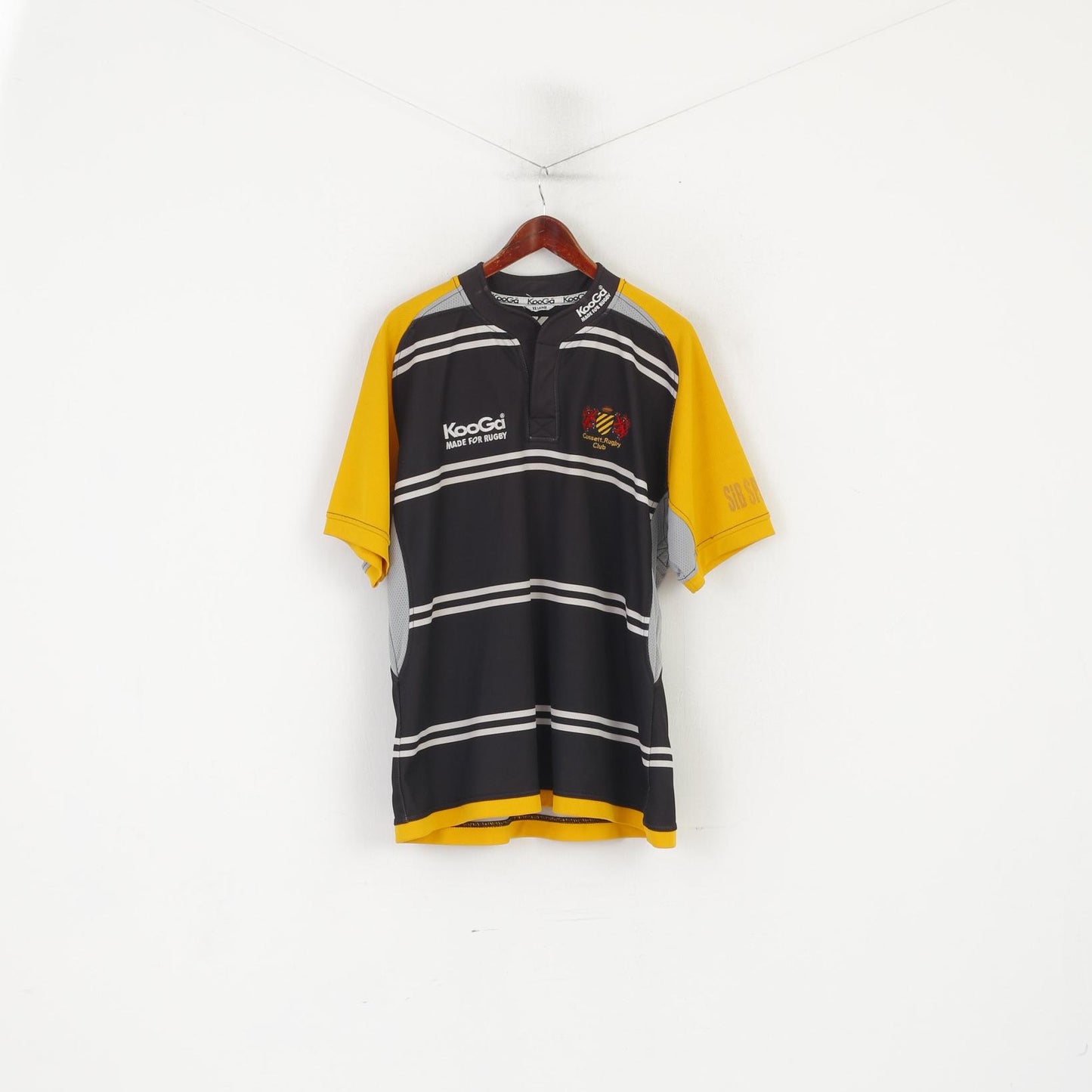 Maglia Kooga da uomo XXL nera Consett Rugby Club maglia vintage abbigliamento sportivo n. 17 Top