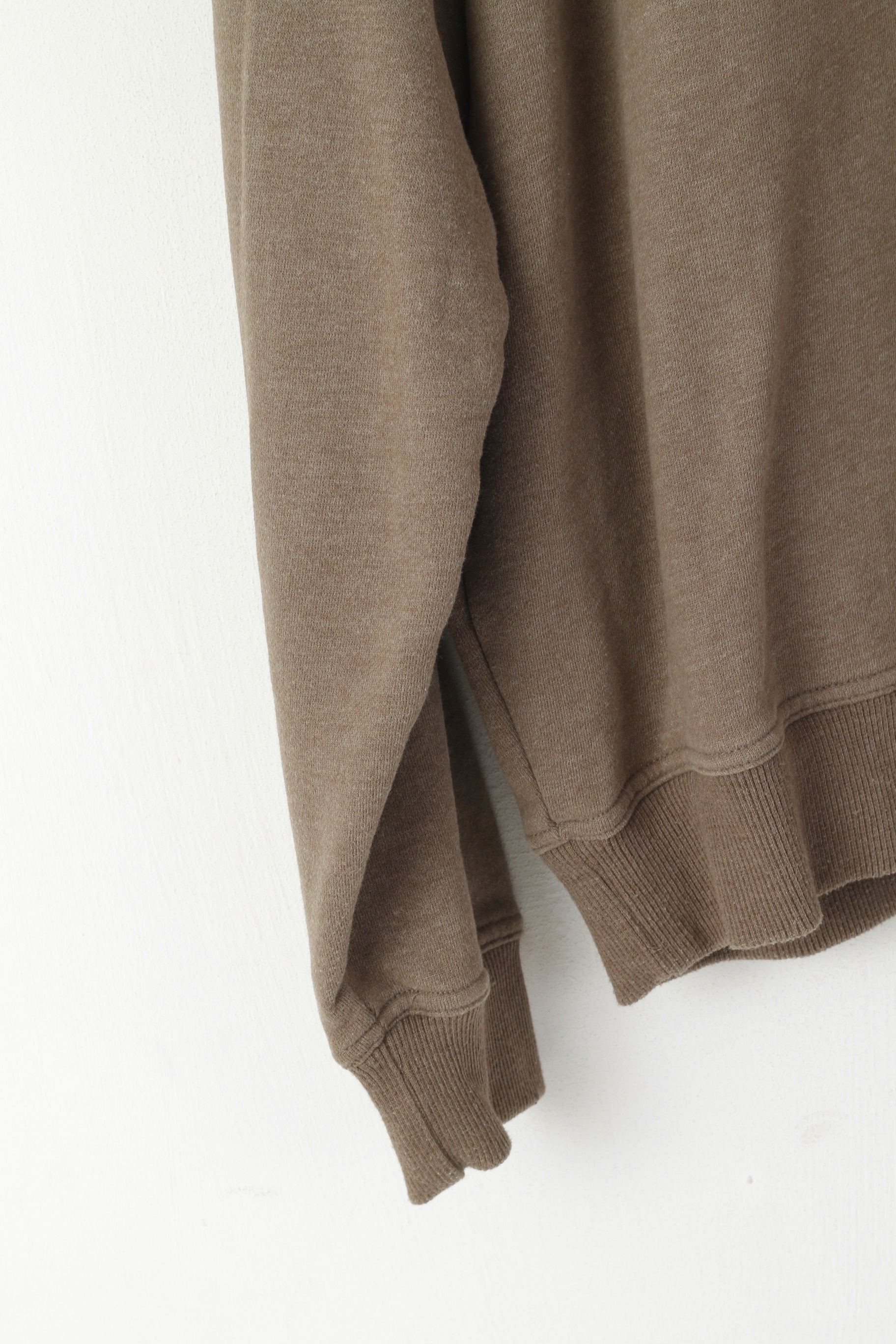 Pierre Cardin Men M Sweatshirt Brown Cotton Vintage Rugby Club Zip Neck Top