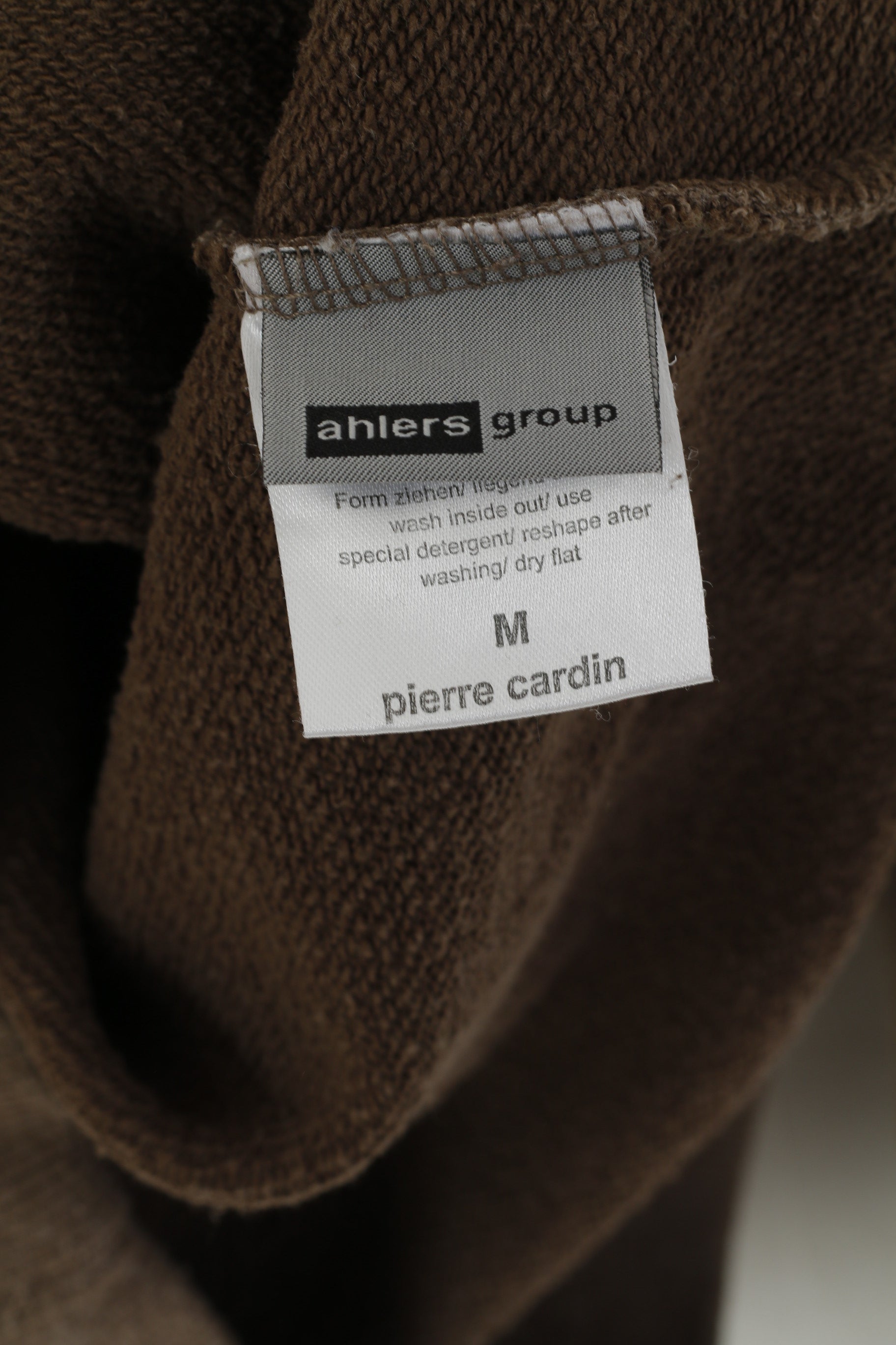 Pierre Cardin Men M Sweatshirt Brown Cotton Vintage Rugby Club Zip Neck Top