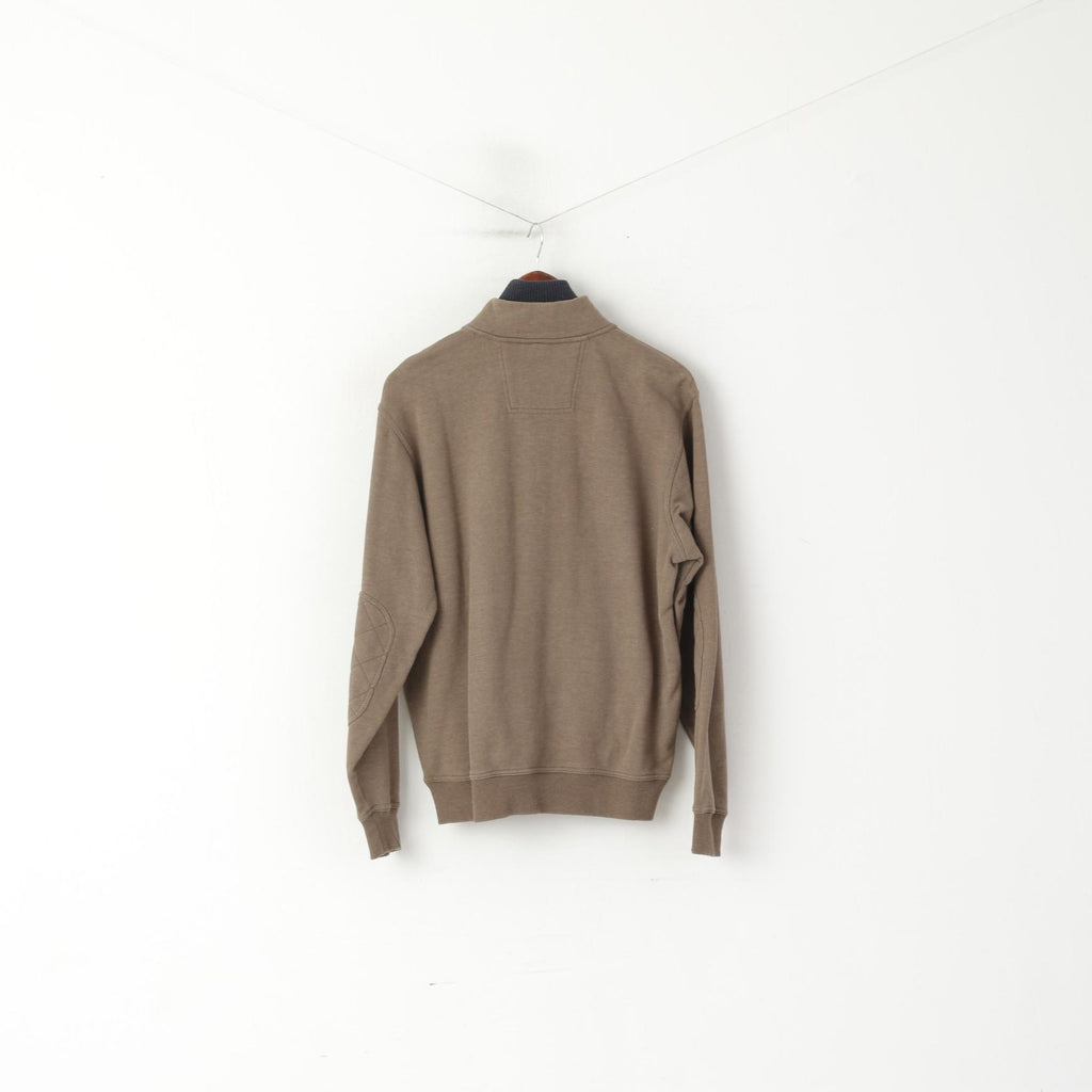 Pierre Cardin Uomo M Felpa Marrone Cotone Vintage Rugby Club Zip Collo Top
