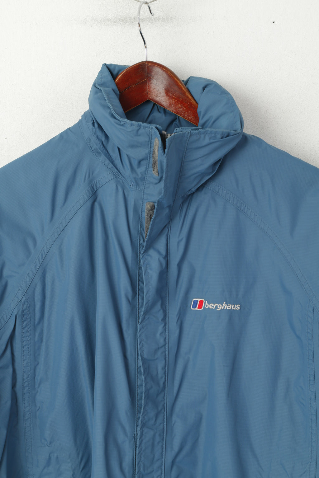 Berghaus Femme 14 L Veste Dirty Blue Nylon Imperméable Capuche Cachée Outdoor Top