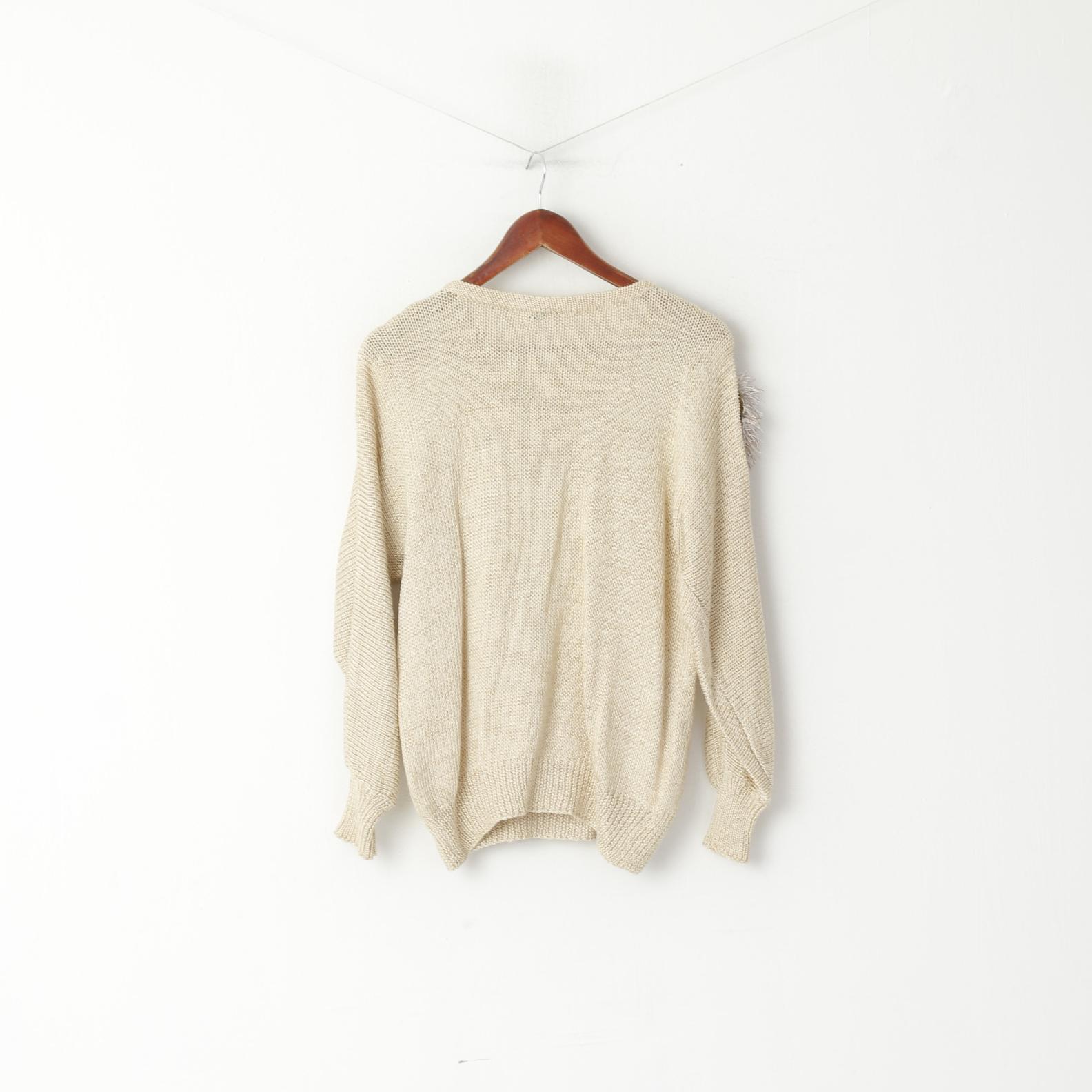 Creation Hera Femme M Pull Pull Biege Multi Détaillé Boho Vintage Pull