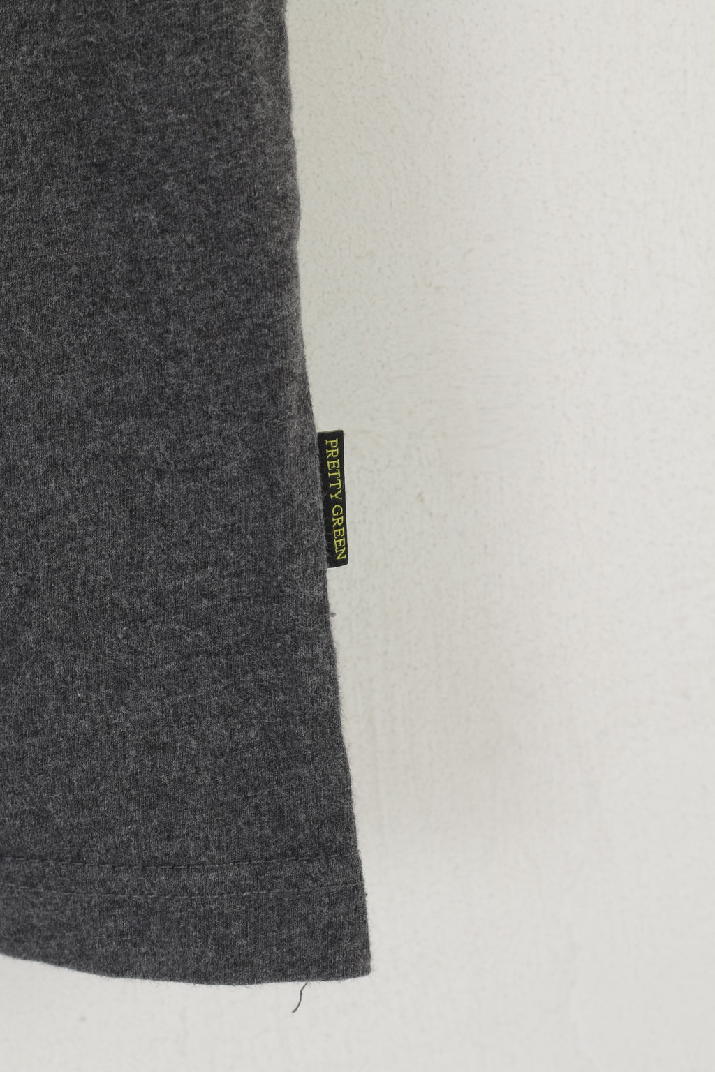 Pretty Green Men 1 XS Shirt Grey Cotton Crew Neck Slim Fit Classic Pocket Top