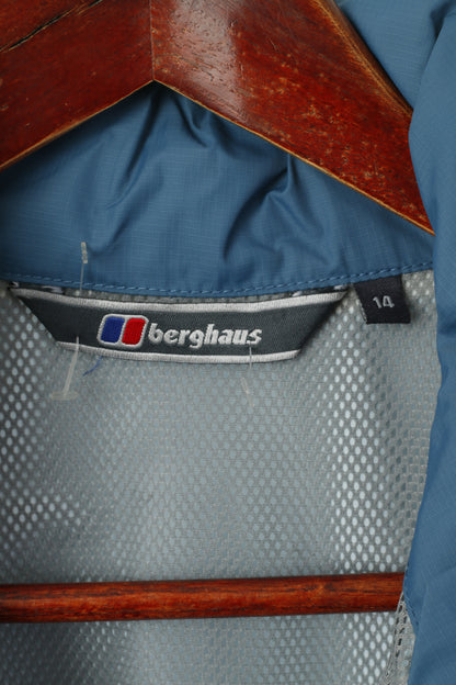 Berghaus Women 14 L Jacket Dirty Blue  Nylon Waterproof Hidden Hood Outdoor Top