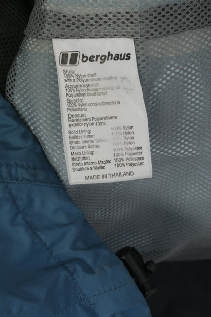 Berghaus Femme 14 L Veste Dirty Blue Nylon Imperméable Capuche Cachée Outdoor Top