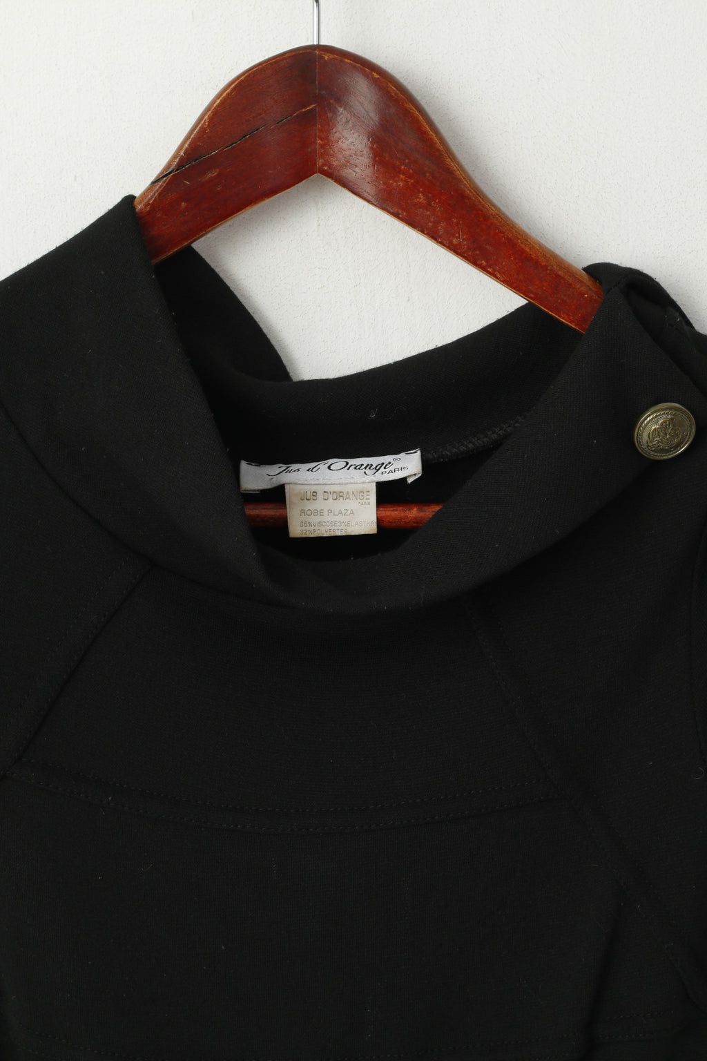 Jus D' Orange Paris Robe XS noire sans manches en viscose extensible avec ceinture dorée