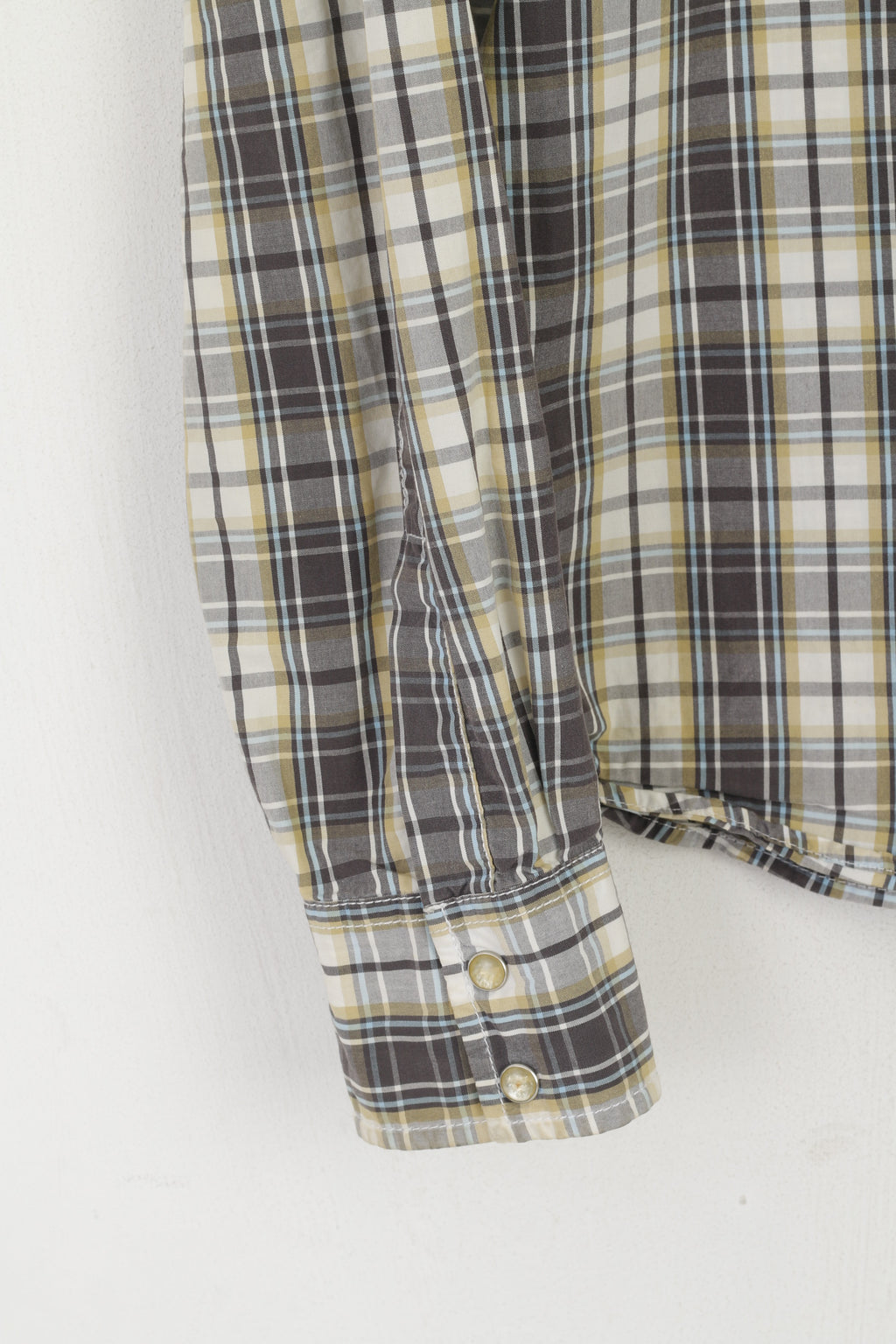 Camicia casual da uomo Hollister Top a maniche lunghe con tasca in cotone a quadri marrone con bottone a pressione