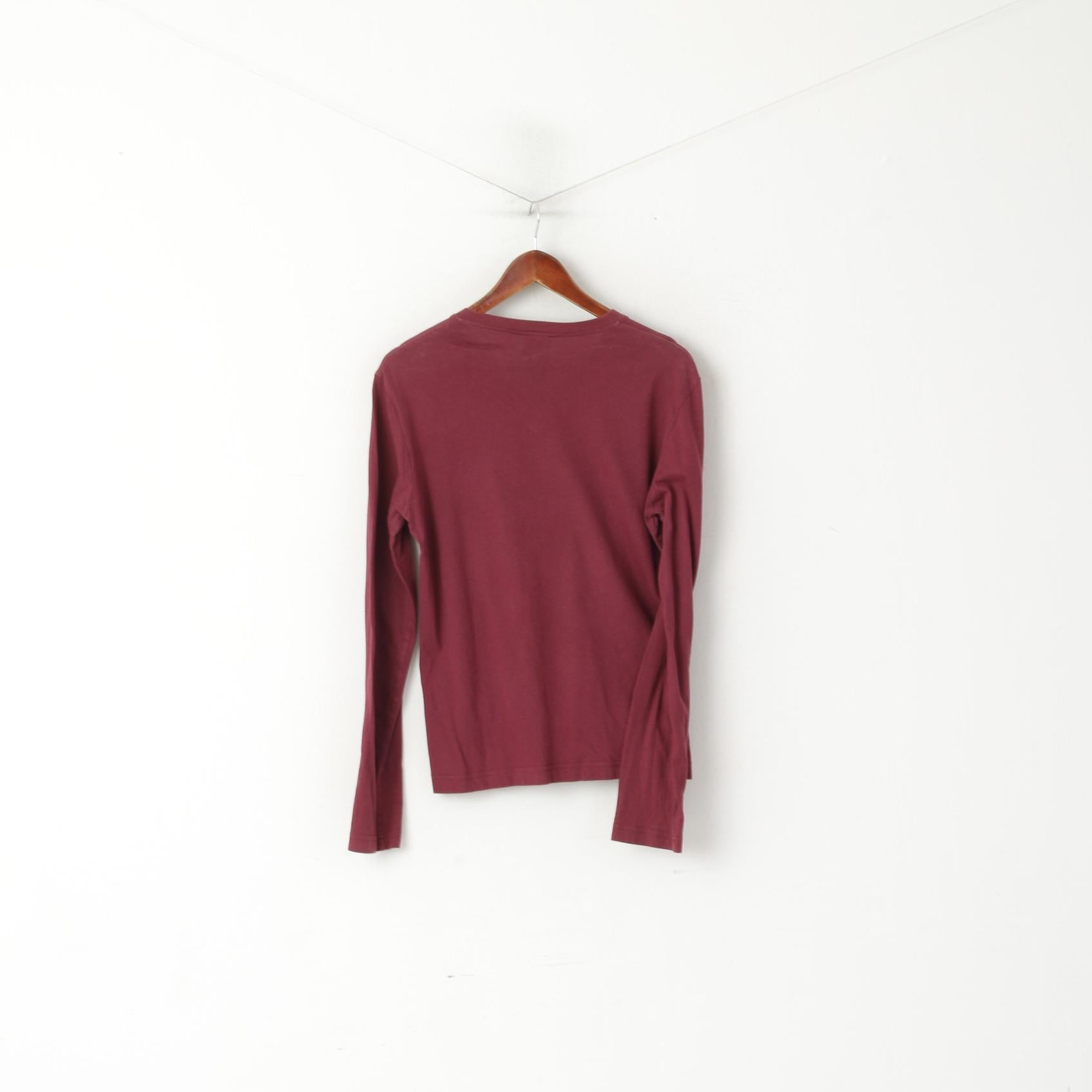 Just Cavalli Maglietta da donna Maglietta sportiva ampia con scollo a V a maniche lunghe in cotone marrone rossiccio