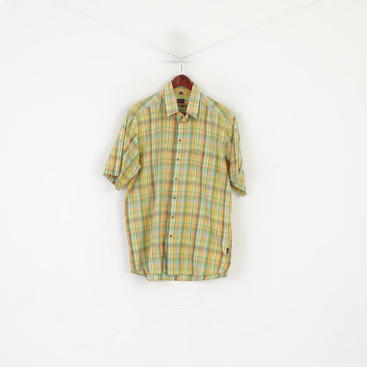 McKay Men M 39/40 Casual Shirt Green Check Outdoor Short Sleeve Button Down Collar Top