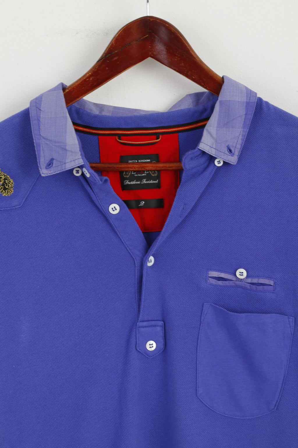 LUKE Men 2 M Polo Shirt Purple Cotton Dresslexic Resistant Classic Plain Top