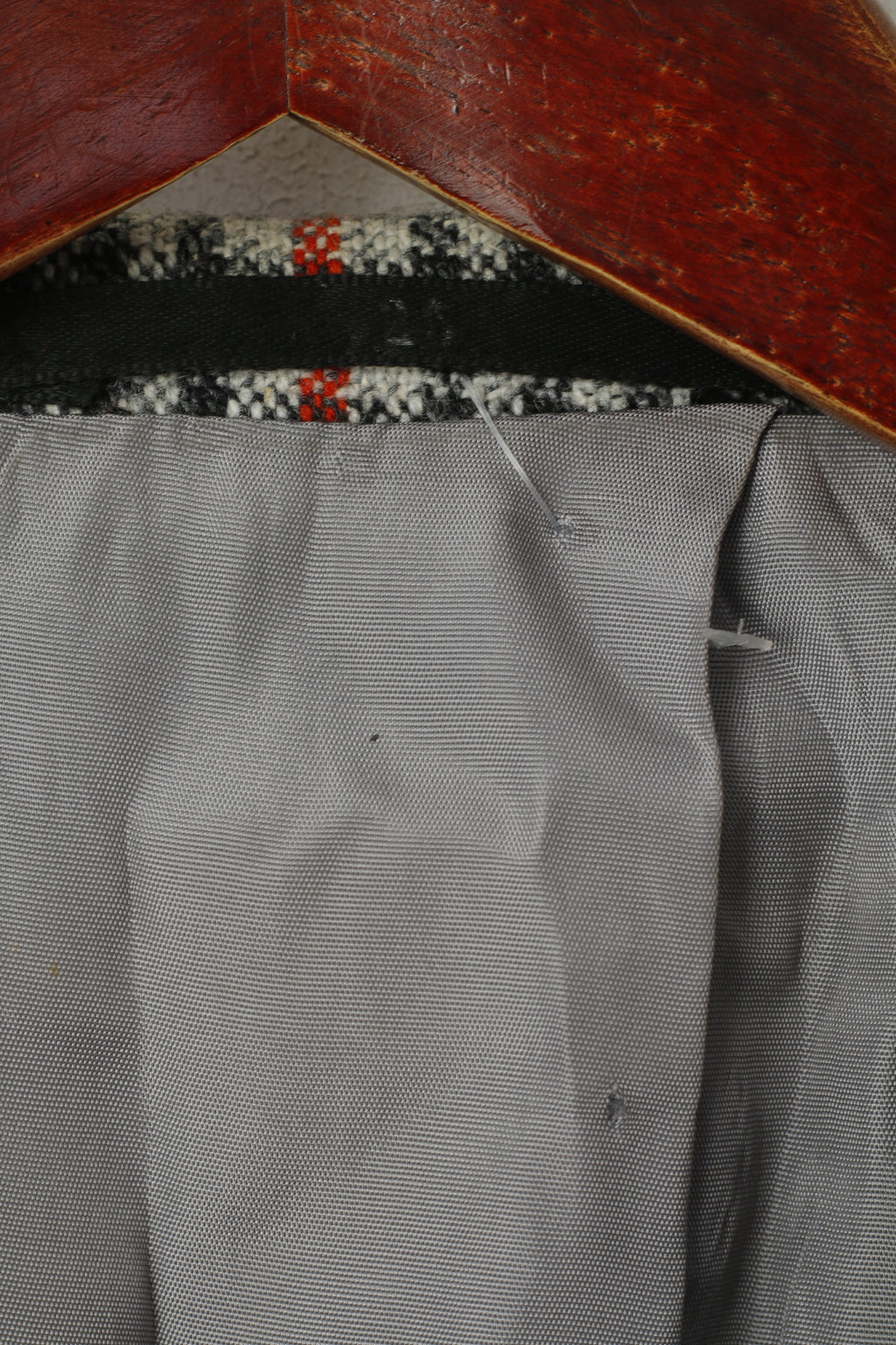 Vogel Modell Men 40 Blazer Retro Grey Check Wool Diolen Single Breasted Jacket