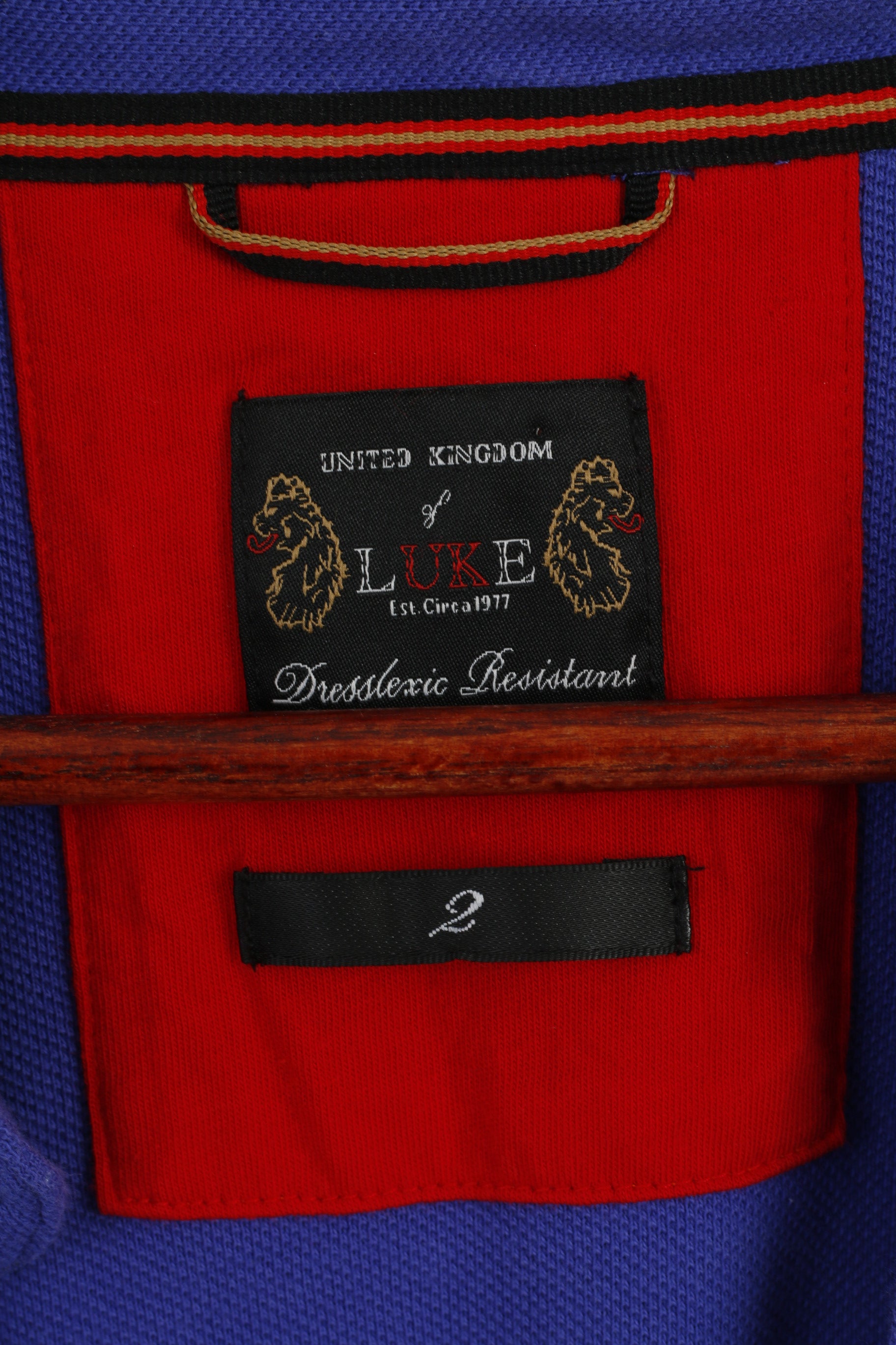 LUKE Men 2 M Polo Shirt Purple Cotton Dresslexic Resistant Classic Plain Top