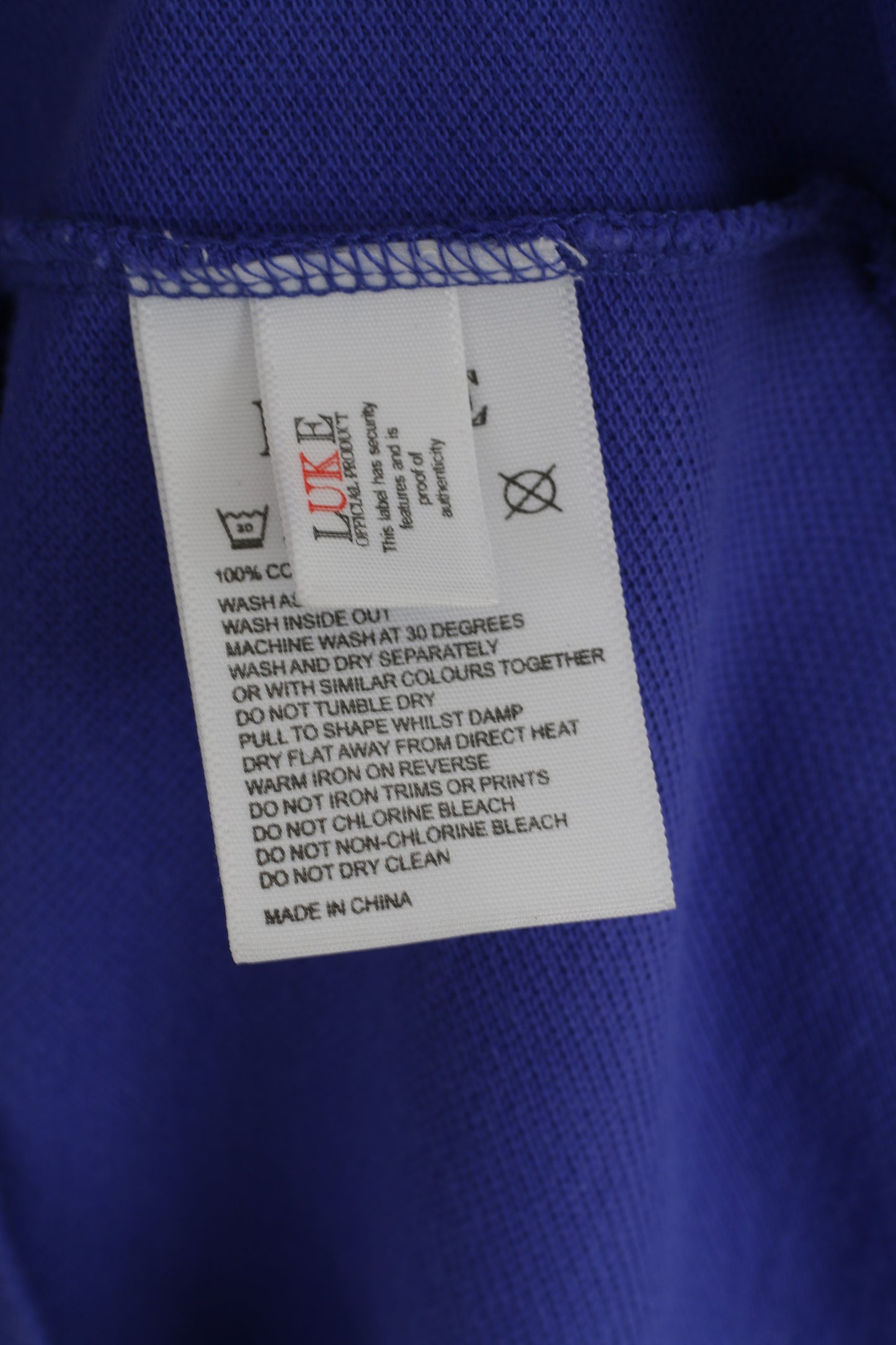 LUKE Men 2 M Polo Shirt Purple Cotton Dresslexic Resistant Classic Plain Top