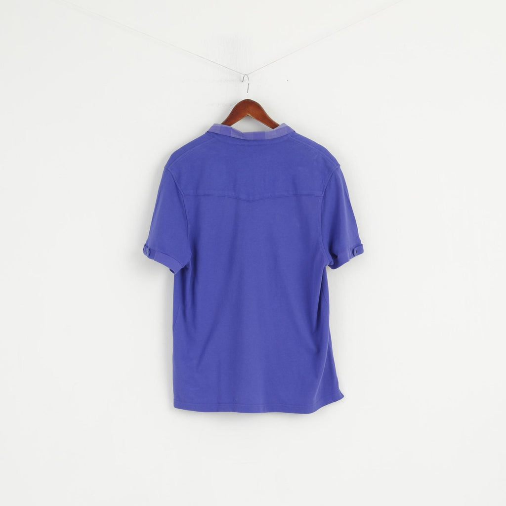 LUKE Men 2 M Polo Shirt Purple Cotton Dresslexic Resistant Classic Plain Top
