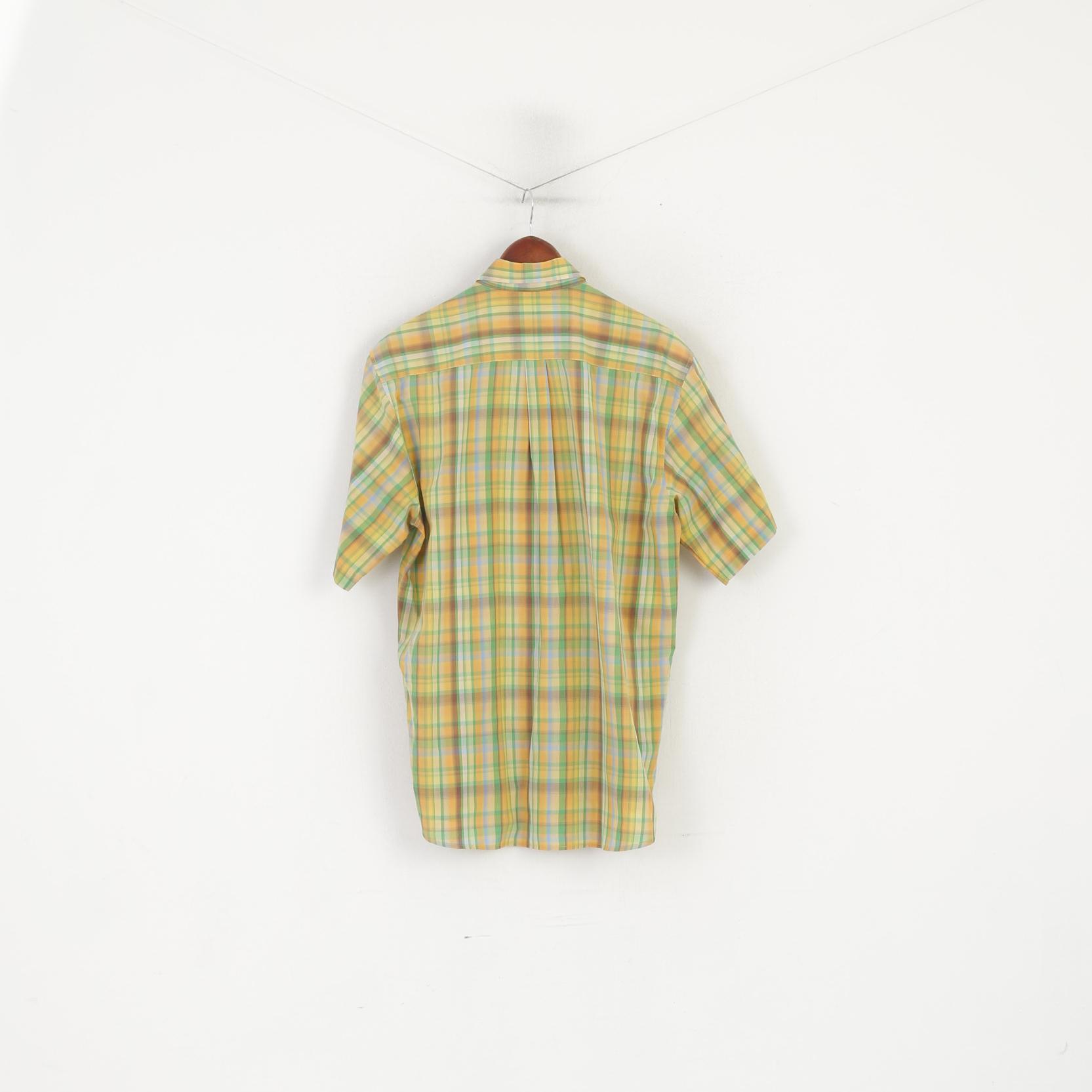 McKay Men M 39/40 Casual Shirt Green Check Outdoor Short Sleeve Button Down Collar Top