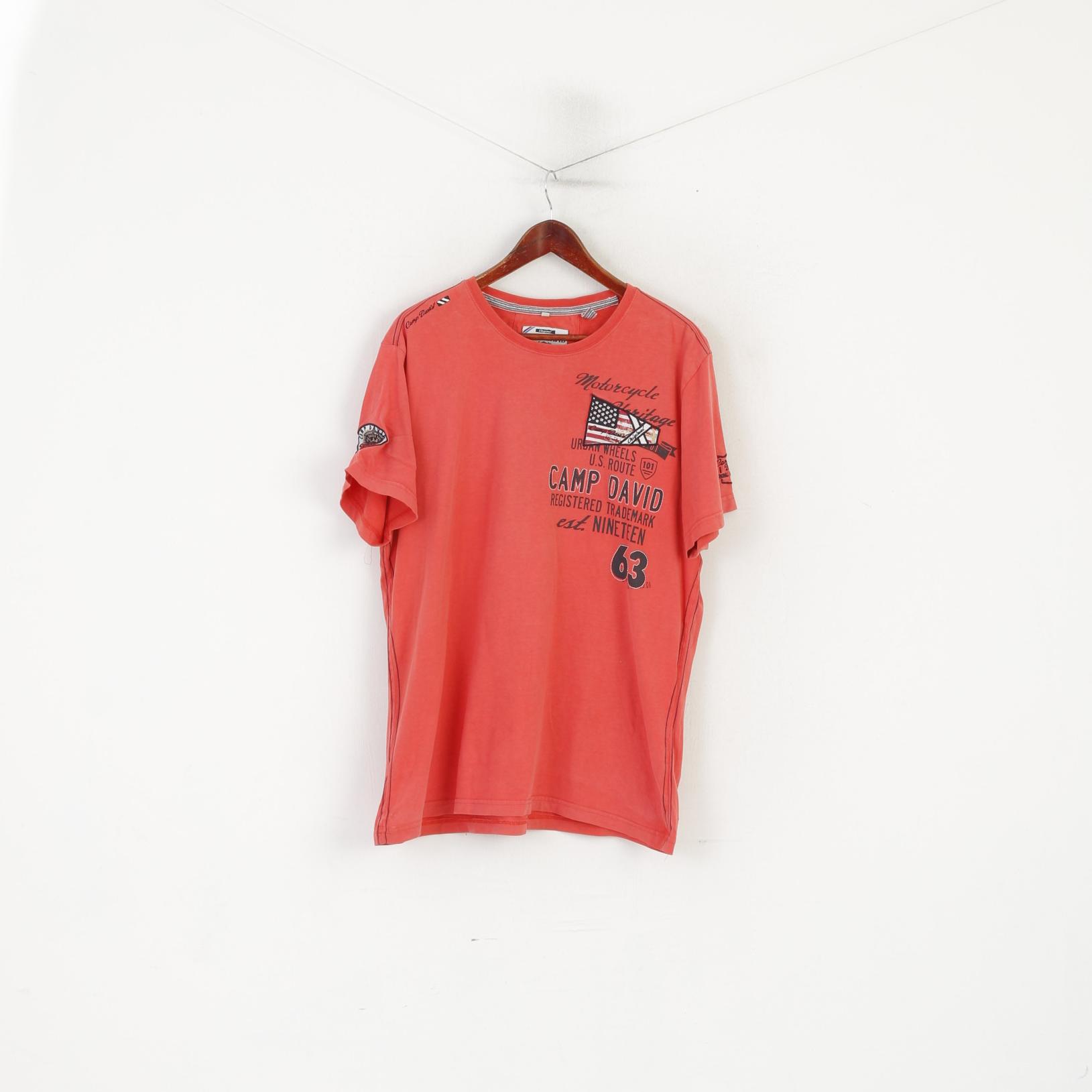 Camp David T-Shirt XXL Homme Coton Pêche Brodé Moto Heritage Top