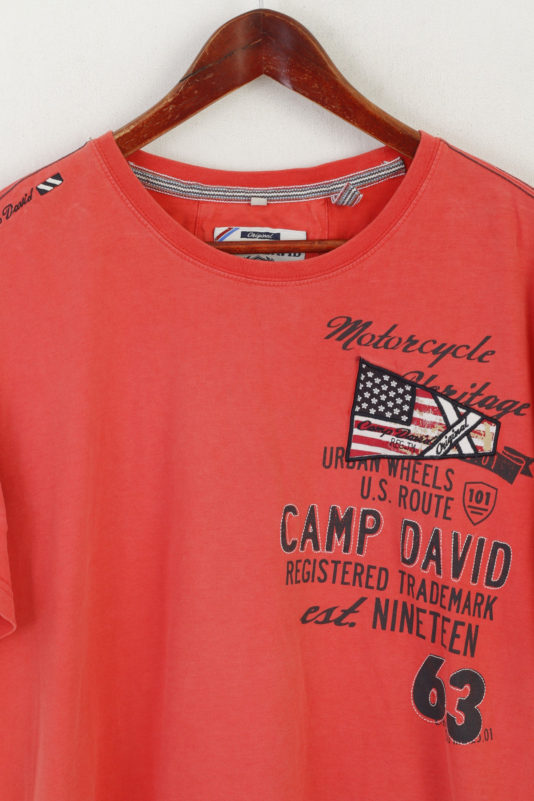 Camp David T-Shirt XXL Homme Coton Pêche Brodé Moto Heritage Top