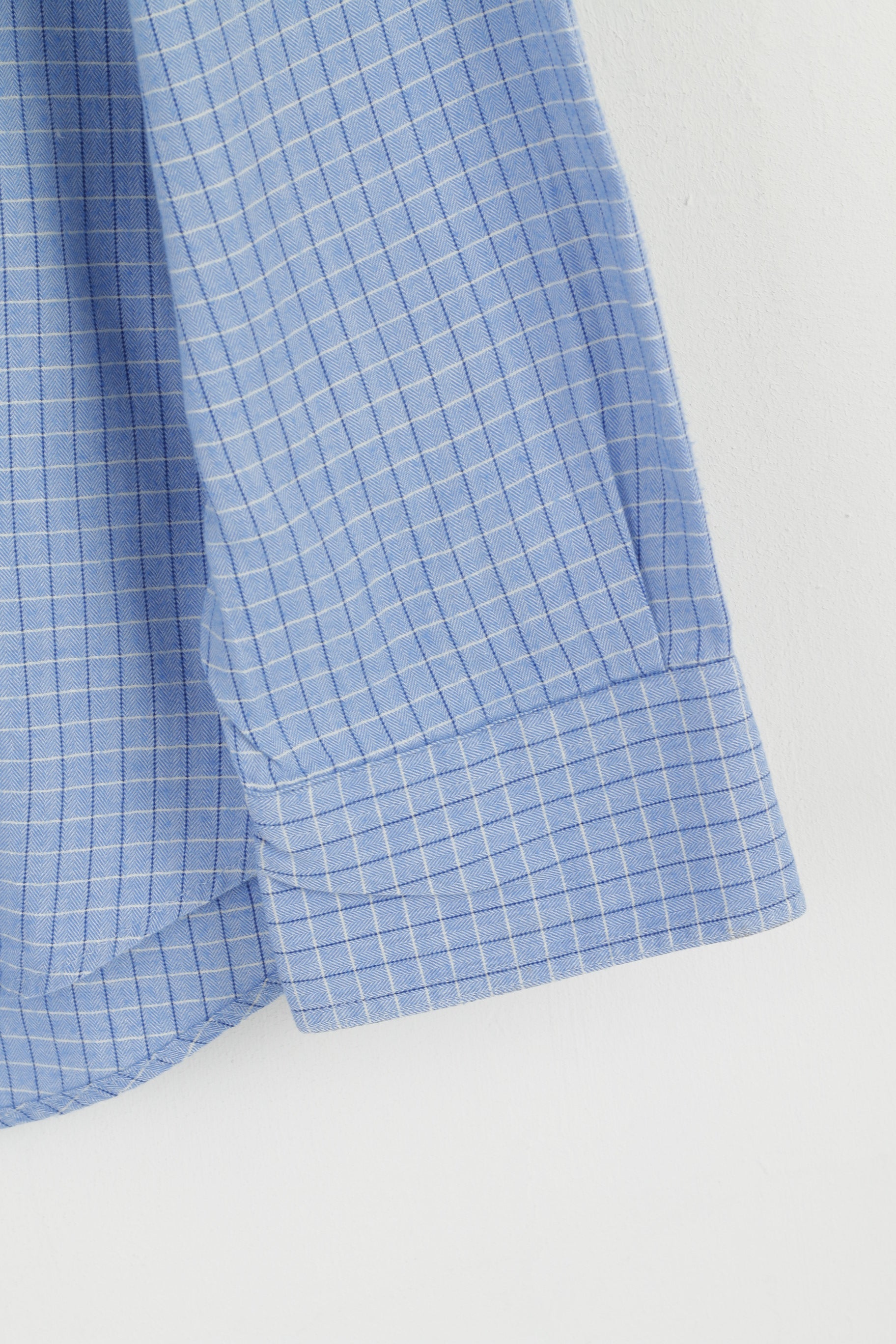 Valentino Sport Men L Casual Shirt Blue Check Cotton Long Sleeve Italy Top
