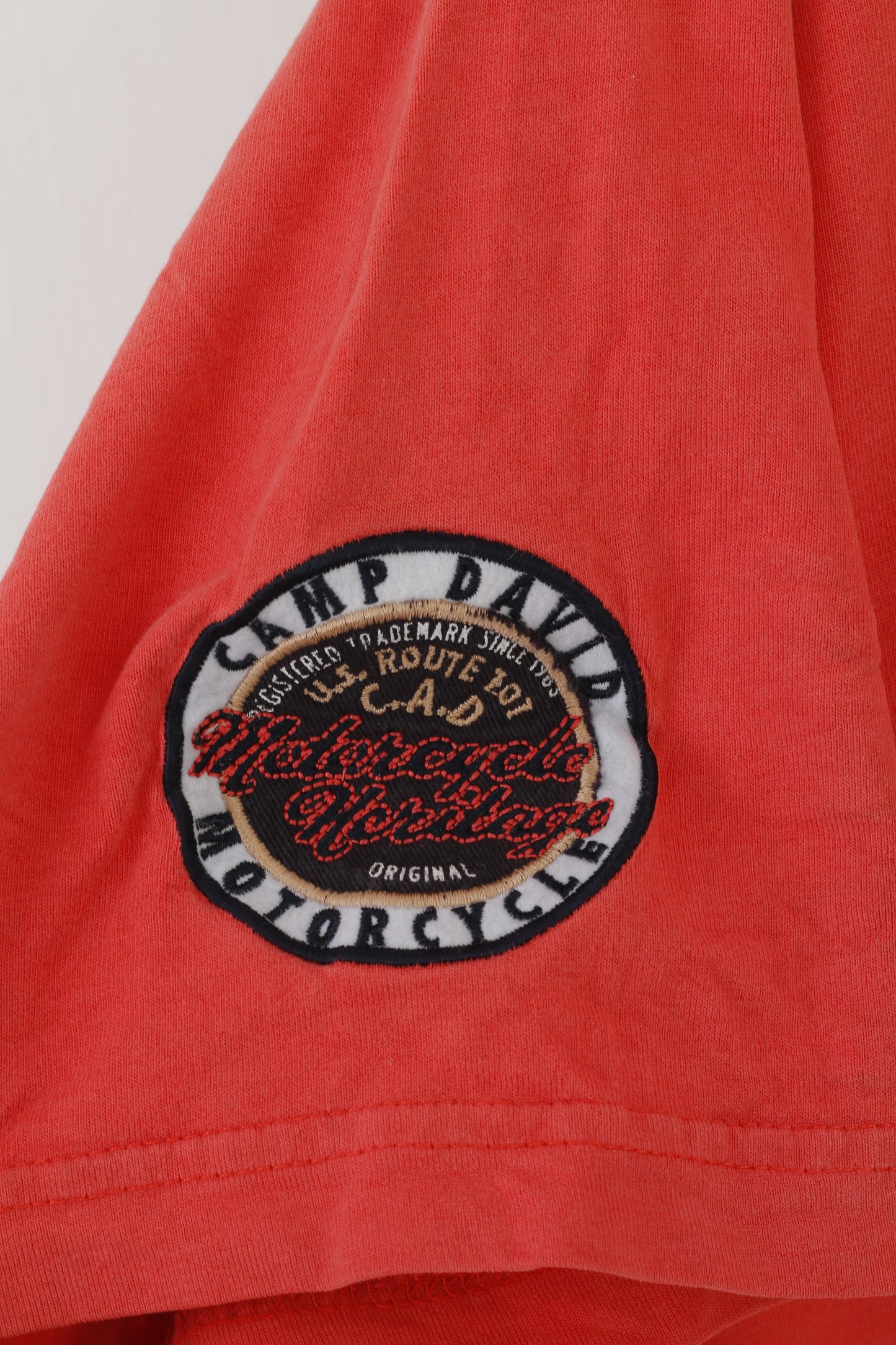 Camp David Men XXL T-Shirt Peach Cotton Embroidered Motorcycle Heritage Top