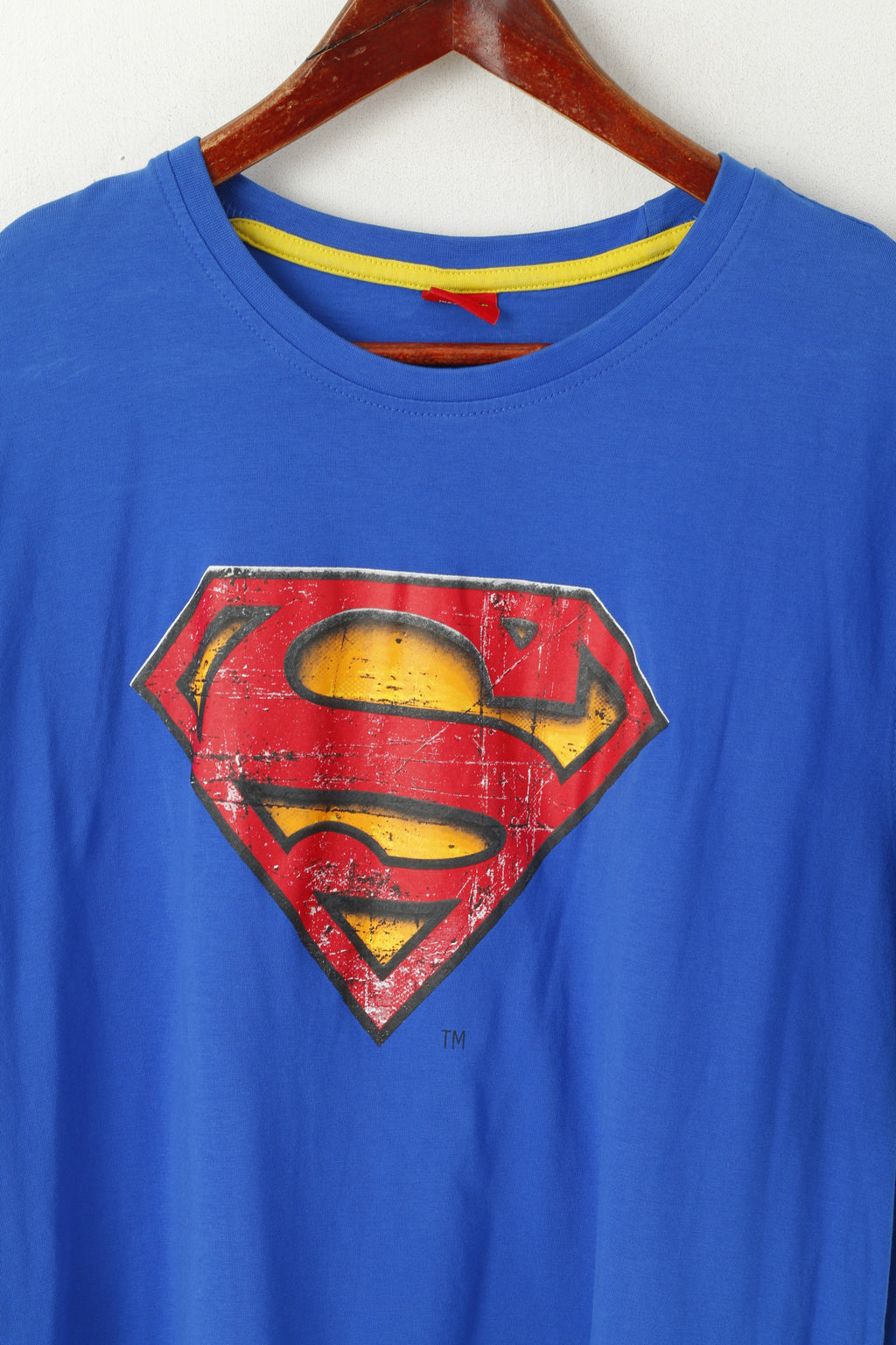 Camicia George Superman da uomo XL Top elasticizzato con girocollo grafico in cotone blu