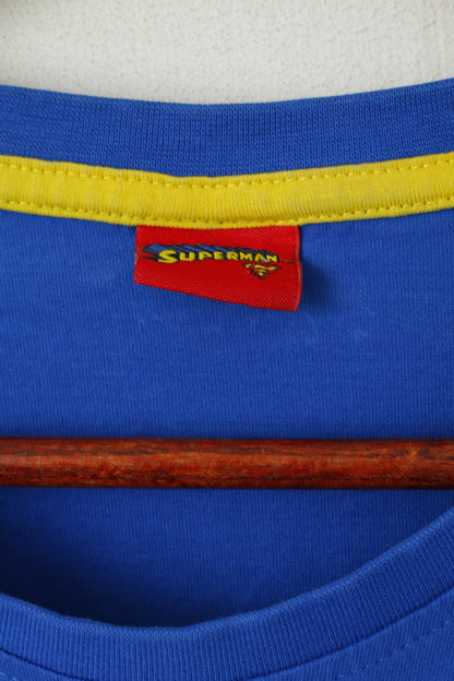 George Superman Men XL Shirt Blue Cotton Graphic Crew Neck Stretch Top