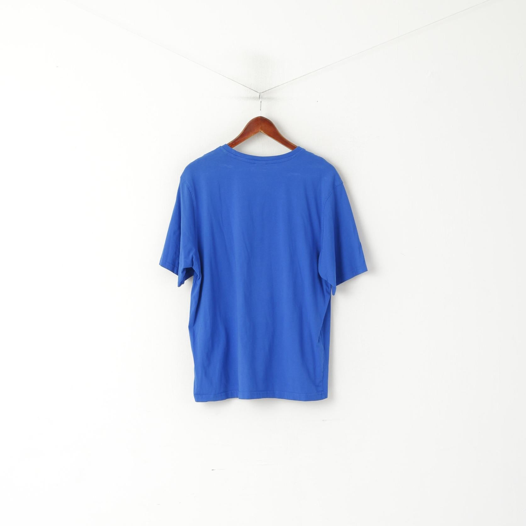 George Superman Hommes XL Chemise Bleu Coton Graphique Col Rond Stretch Top