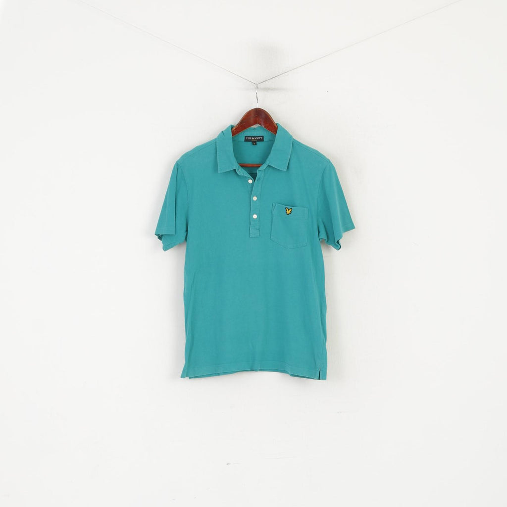 Lyle &amp; Scott Vintage Homme L (M) Polo Vert Coton Boutons Détaillés Haut Stretch