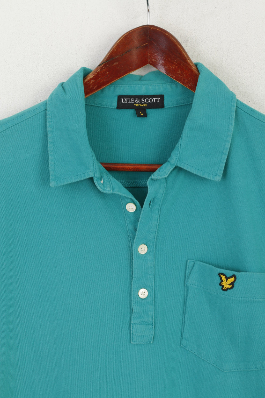 Lyle &amp; Scott Vintage Homme L (M) Polo Vert Coton Boutons Détaillés Haut Stretch