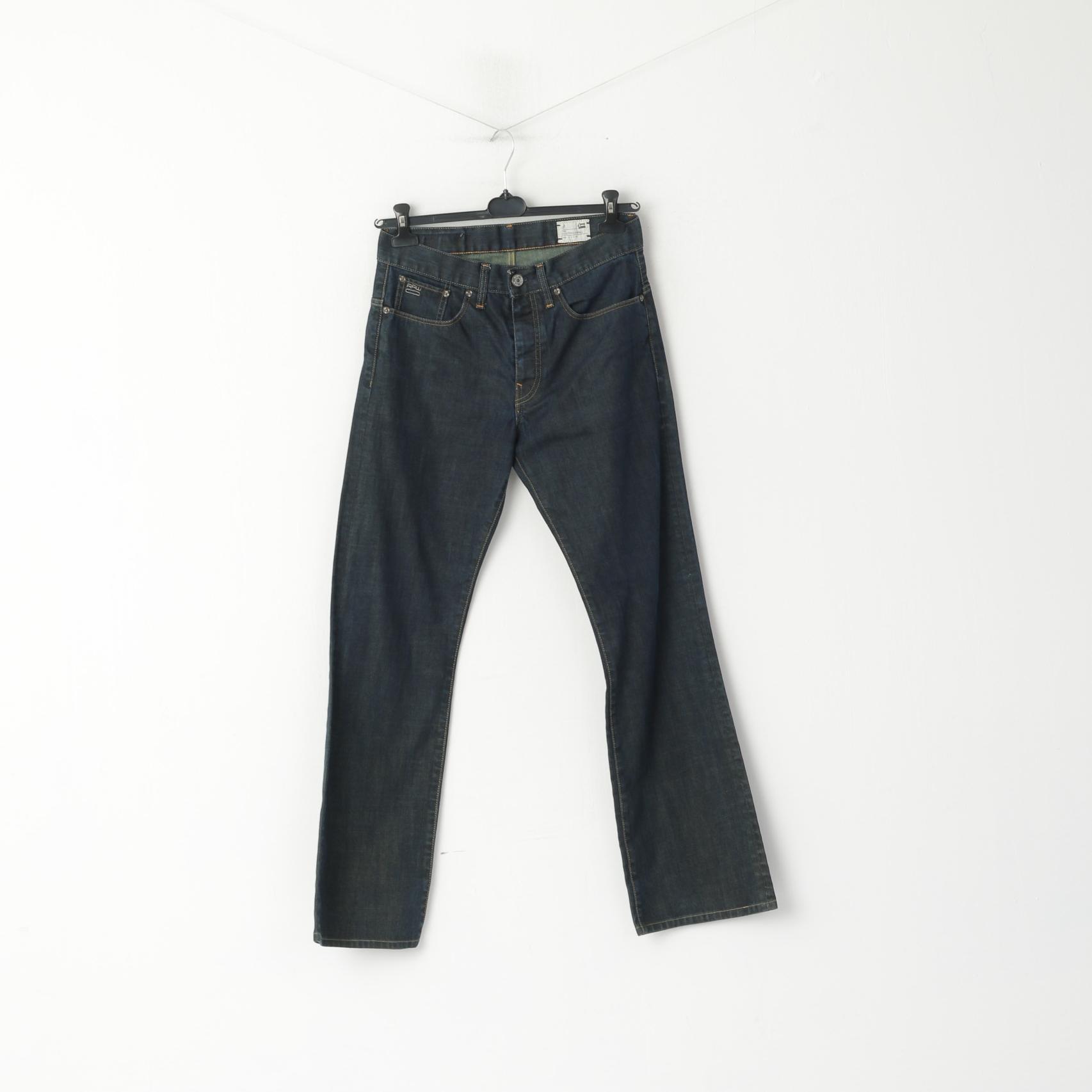 G-Star Raw Men 32 Jeans Trousers Navy Cotton 3301 Classic  Straight Leg Pants