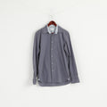 Diesel Men XL (L) Casual Shirt Blue Striped Cotton Long Sleeve Button Down Collar Top