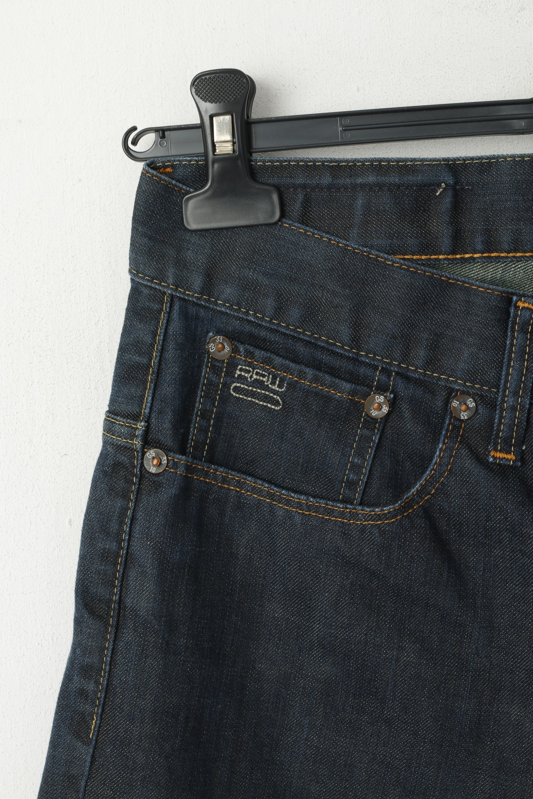 G-Star Raw Men 32 Jeans Trousers Navy Cotton 3301 Classic  Straight Leg Pants