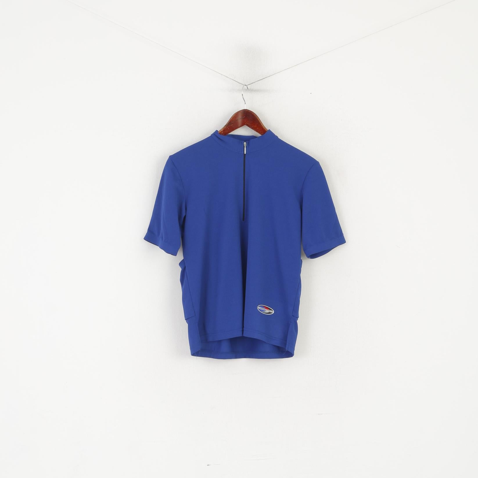 Campagnolo Maillot de cyclisme pour garçon 12 ans 152 Bleu marine vintage col zippé Maillot de vélo bleu marine