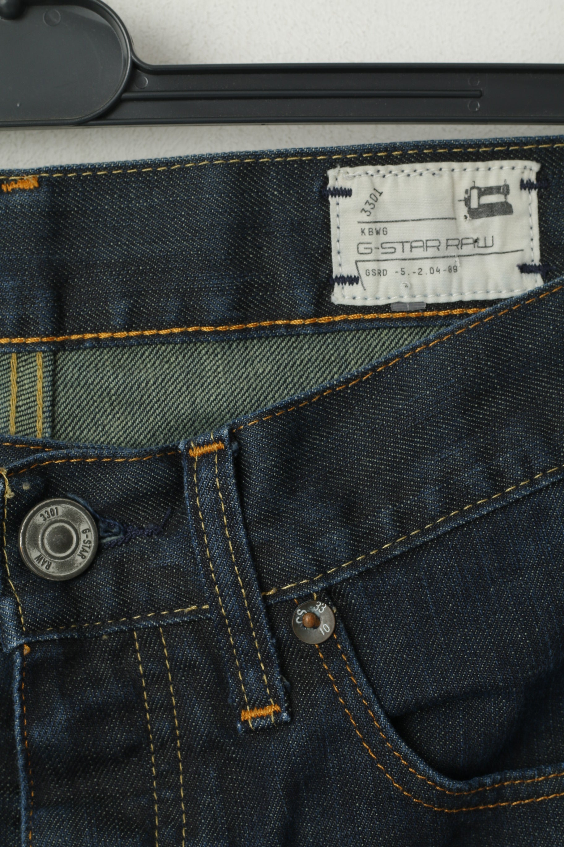 G-Star Raw Men 32 Jeans Trousers Navy Cotton 3301 Classic  Straight Leg Pants