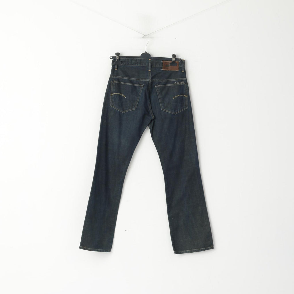 G-Star Raw Men 32 Jeans Trousers Navy Cotton 3301 Classic  Straight Leg Pants