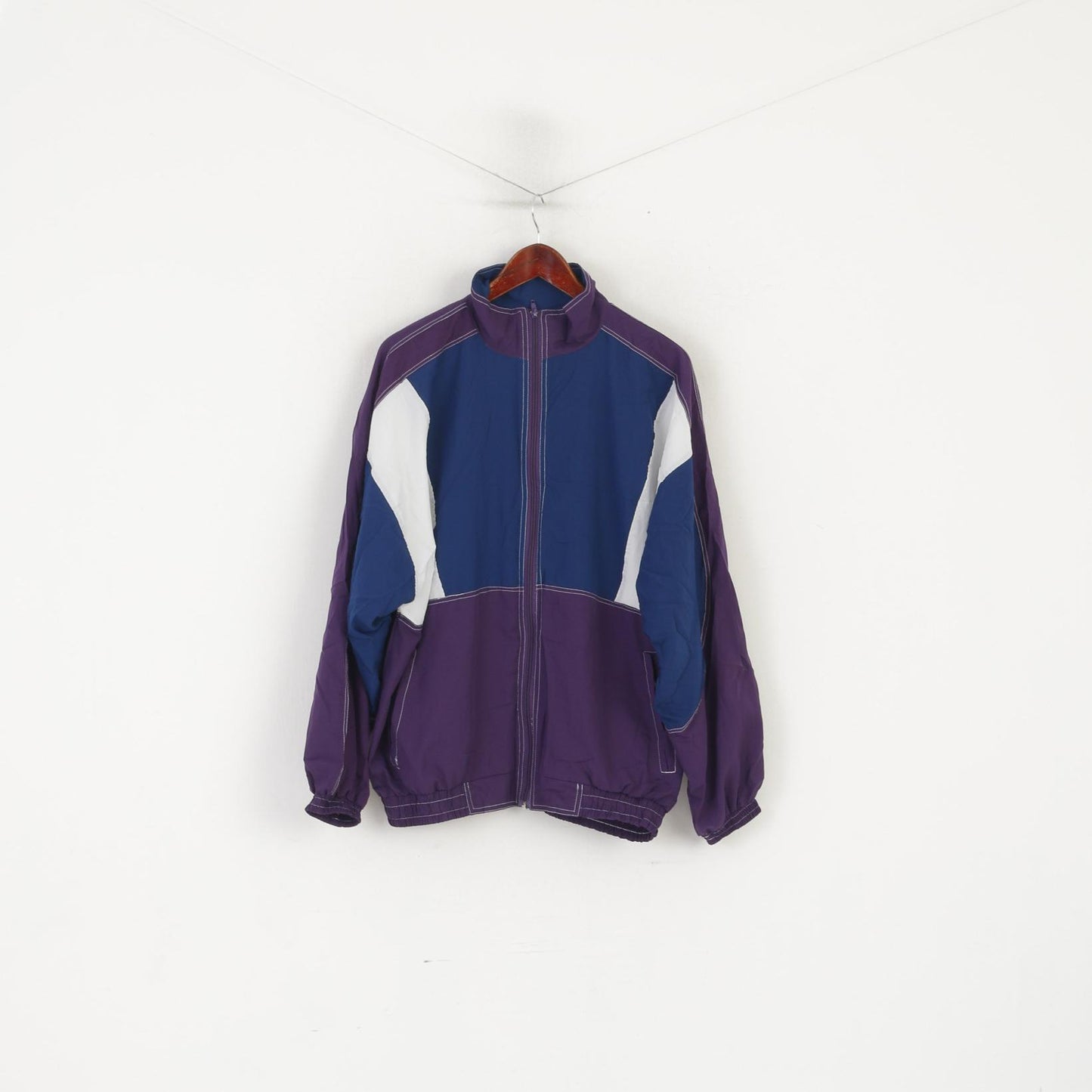 Vintage Hommes L Veste Violet Léger Fermeture Éclair Complète Sportswear Bomber Track Top