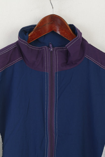 Vintage Hommes L Veste Violet Léger Fermeture Éclair Complète Sportswear Bomber Track Top