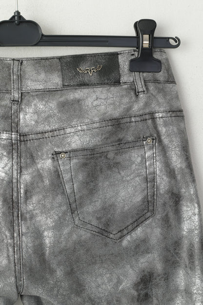 Pantaloni Prenium Revers da donna 40 L Pantaloni skinny da festa in cotone elasticizzato argento lucido