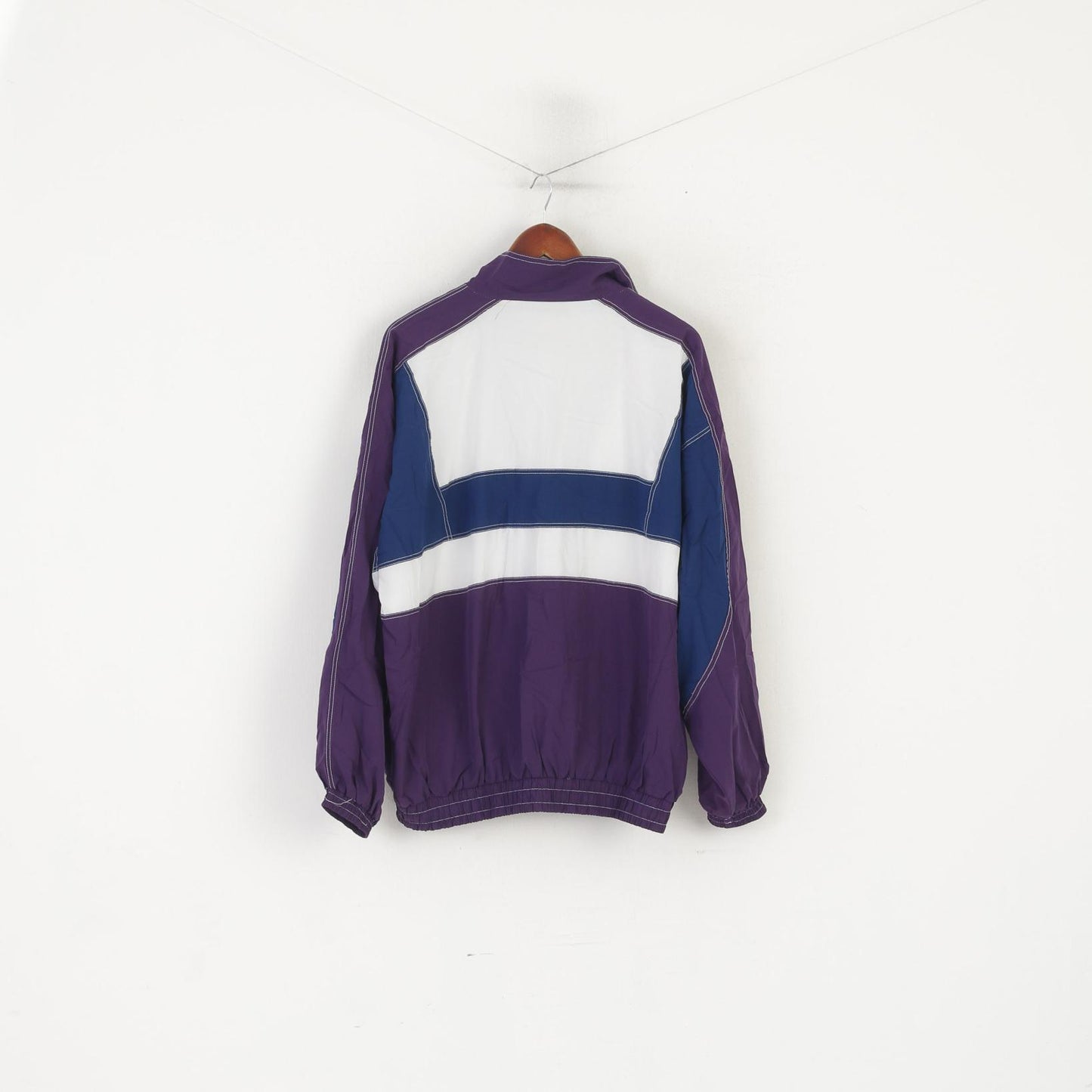 Vintage Hommes L Veste Violet Léger Fermeture Éclair Complète Sportswear Bomber Track Top