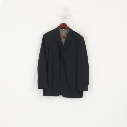 Ben Sherman Men 42 107 Blazer Black Wool Regular Single Breasted Jacket
