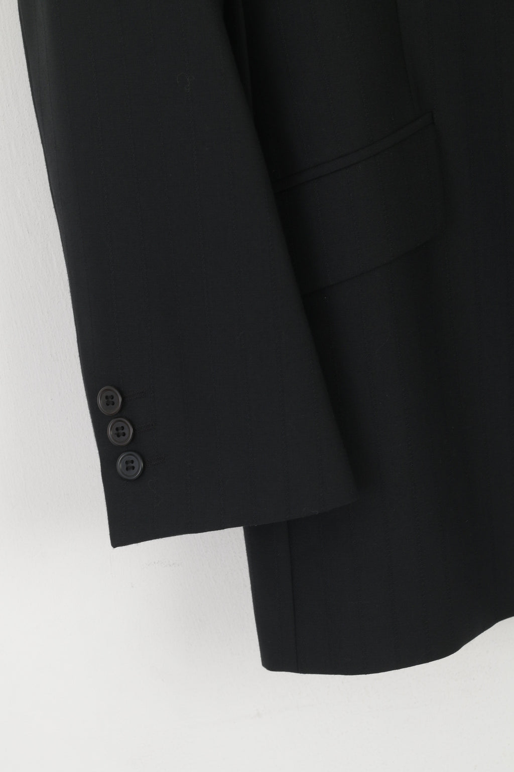 Ben Sherman Hommes 42 107 Blazer Noir Laine Régulière Veste Simple Boutonnage