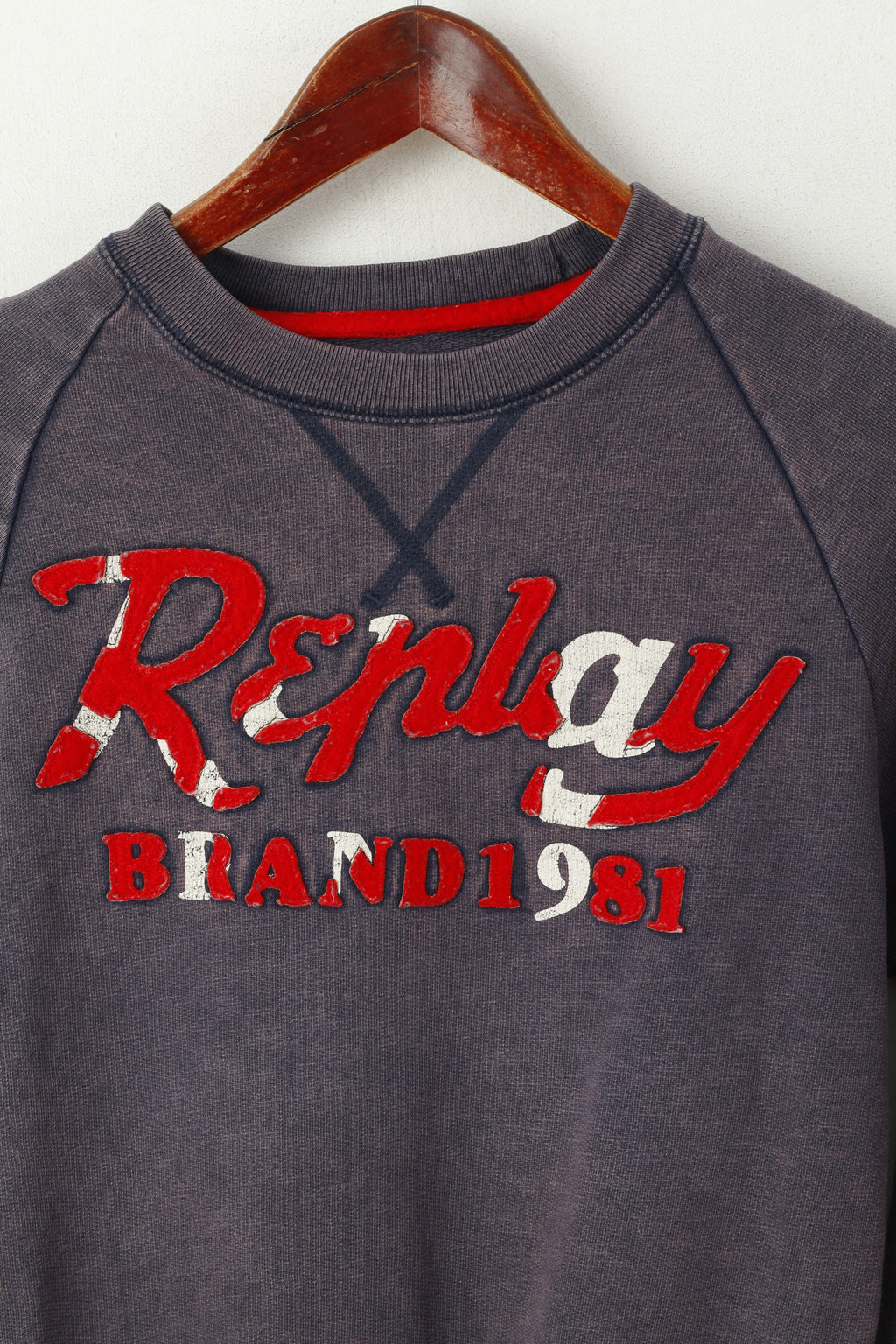 Replay Women S Sweatshirt Plum Cotton Vintage Wash Out Look Jumper