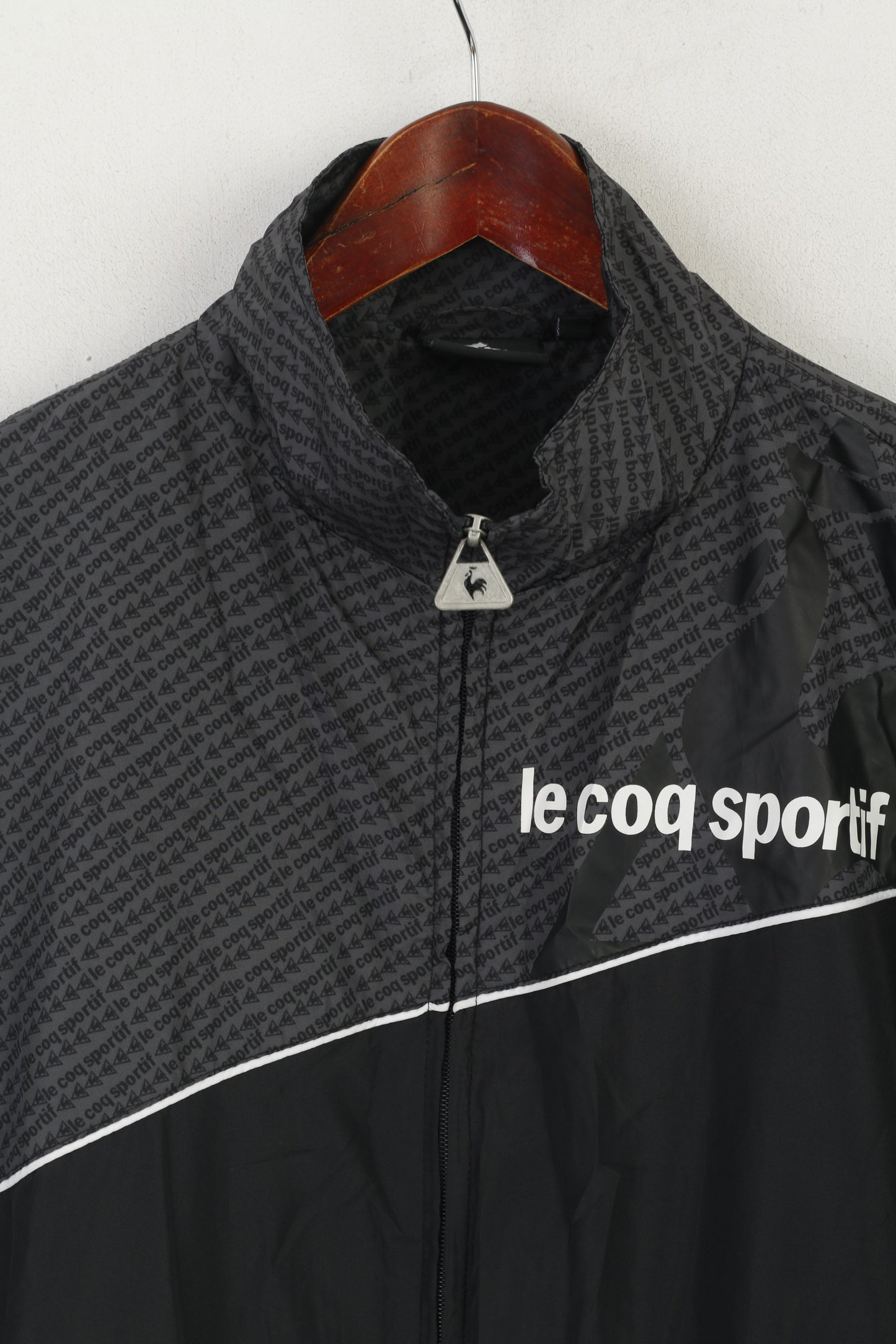 Le Coq Sportif Men S Jacket Black Vintage Sportswear Full Zip Lightweight Top