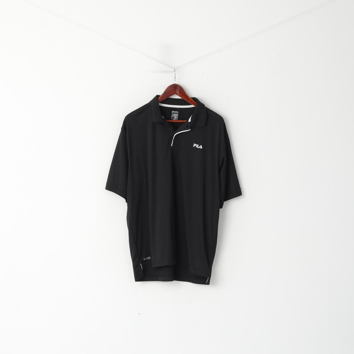 Fila Men 54 XL Polo Shirt Black Shiny Performa Activewear Classic Sport Top