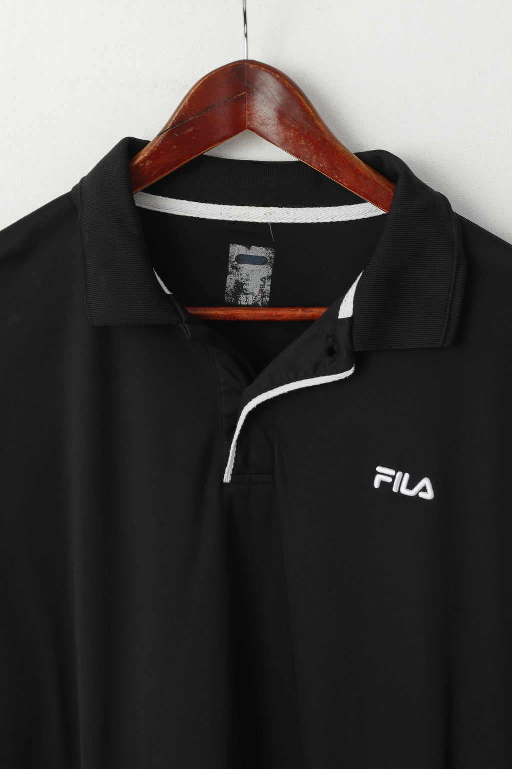Fila Men 54 XL Polo Shirt Black Shiny Performa Activewear Classic Sport Top