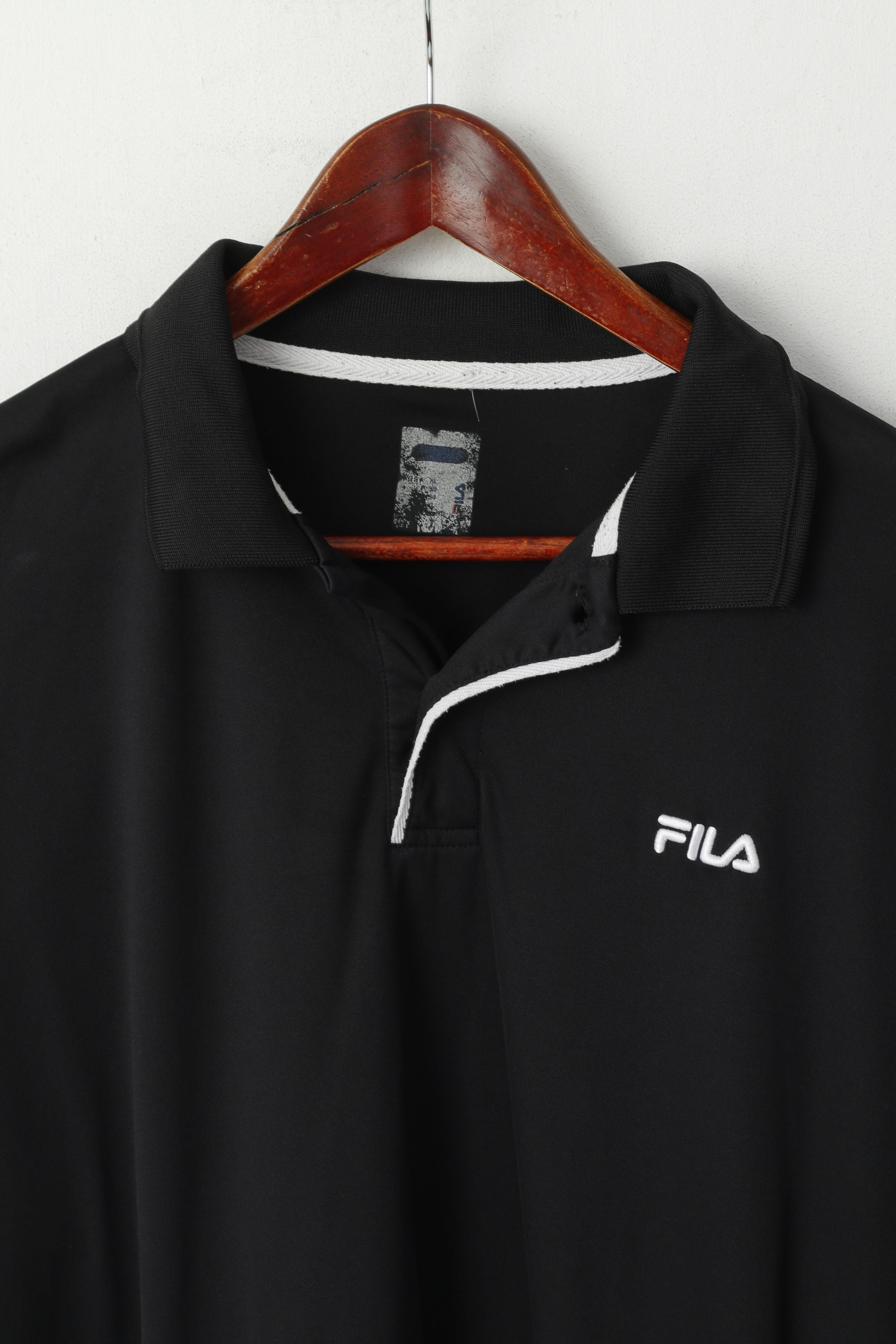 Fila Men 54 XL Polo Shirt Black Shiny Performa Activewear Classic Sport Top