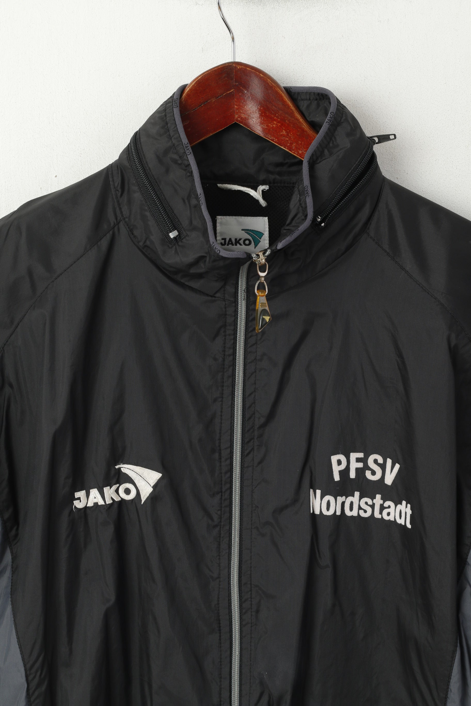 Jako Men M Jacket Black PFSV Nordstadt Black Nylon Waterproof Sport Full Zip Top