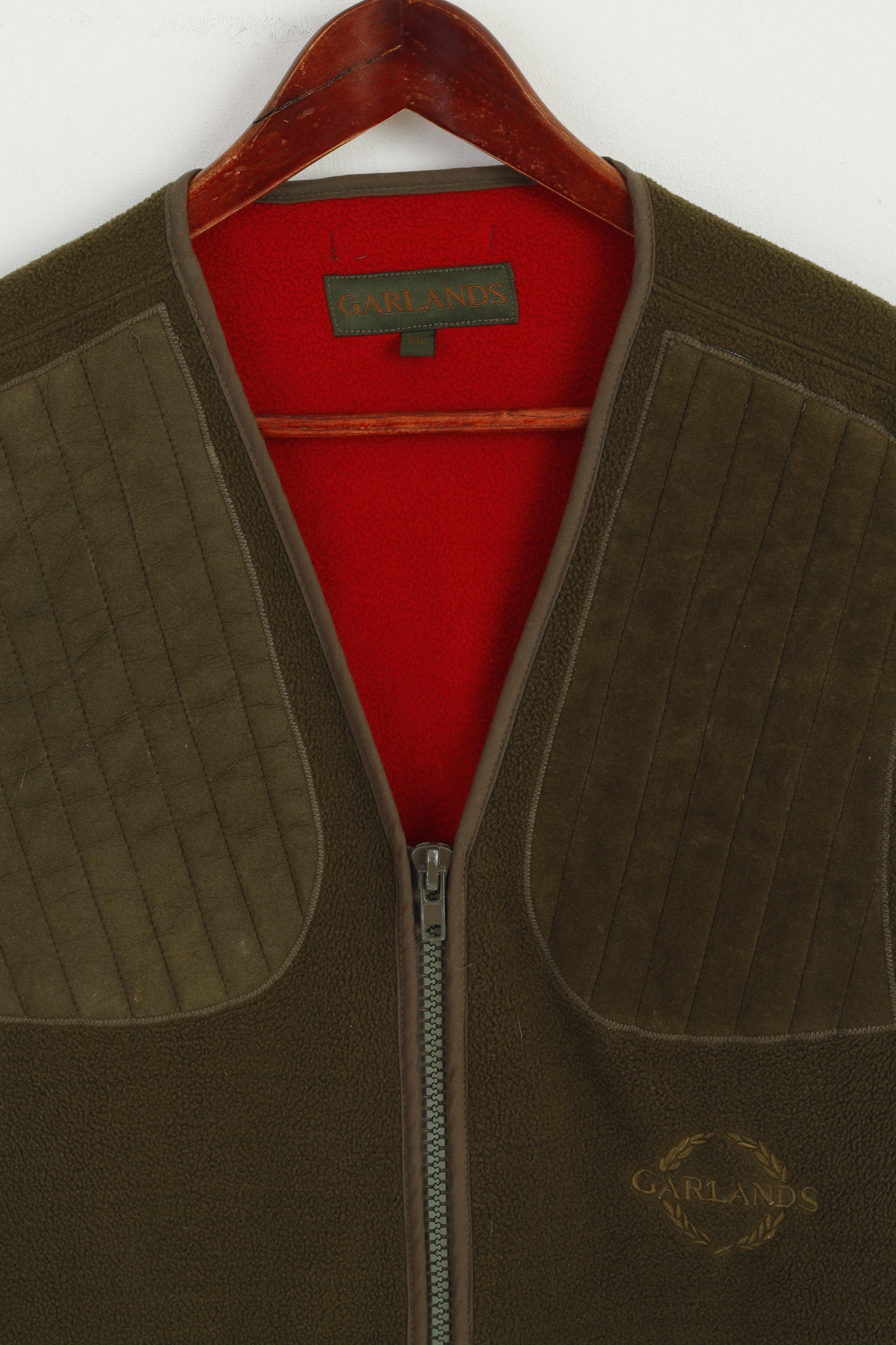 Garlands Men XXL Waistcoat Green Fleece Top Hunting Shooting Zip Vest