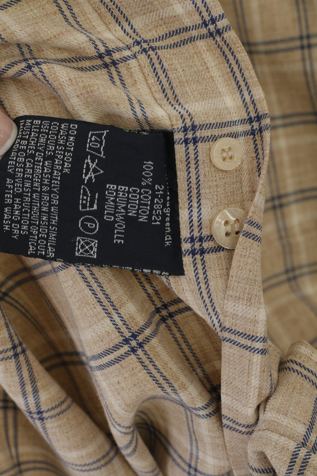 Camicia casual da uomo L rossa verde Top a maniche lunghe con bottoni dettagliati in cotone a quadri beige