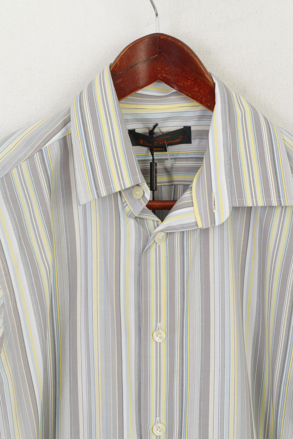 New Ben Sherman Men S Casual Shirt Grey Striped Cotton Long Sleeve Slim Fit To