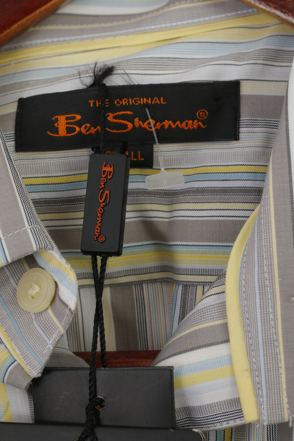 New Ben Sherman Men S Casual Shirt Grey Striped Cotton Long Sleeve Slim Fit To